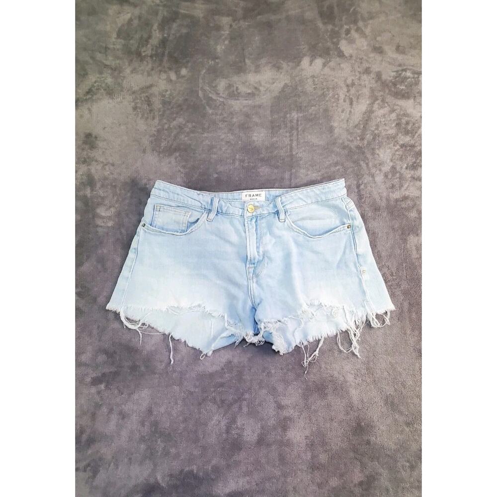 Frame Denim Women's Sz 27 Jean Short Le Grand Garcon Light Wash C19-79